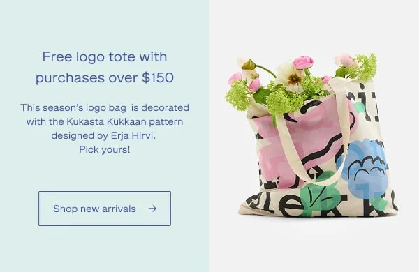 Free logo tote with purchases over $150