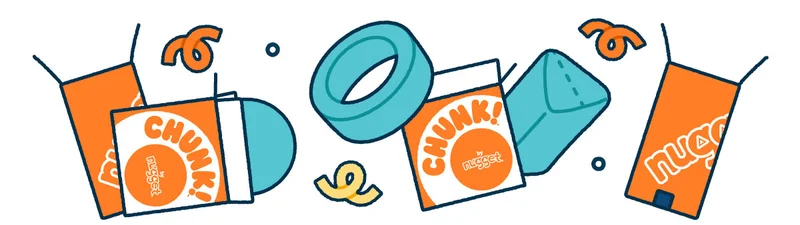 Illustration of Nugget and Chunk boxes and Play Furniture