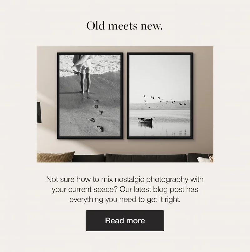 Old meets new. Not sure how to mix nostalgic photography with your current space? Our latest blog post has everything you need to get it right. Read more.