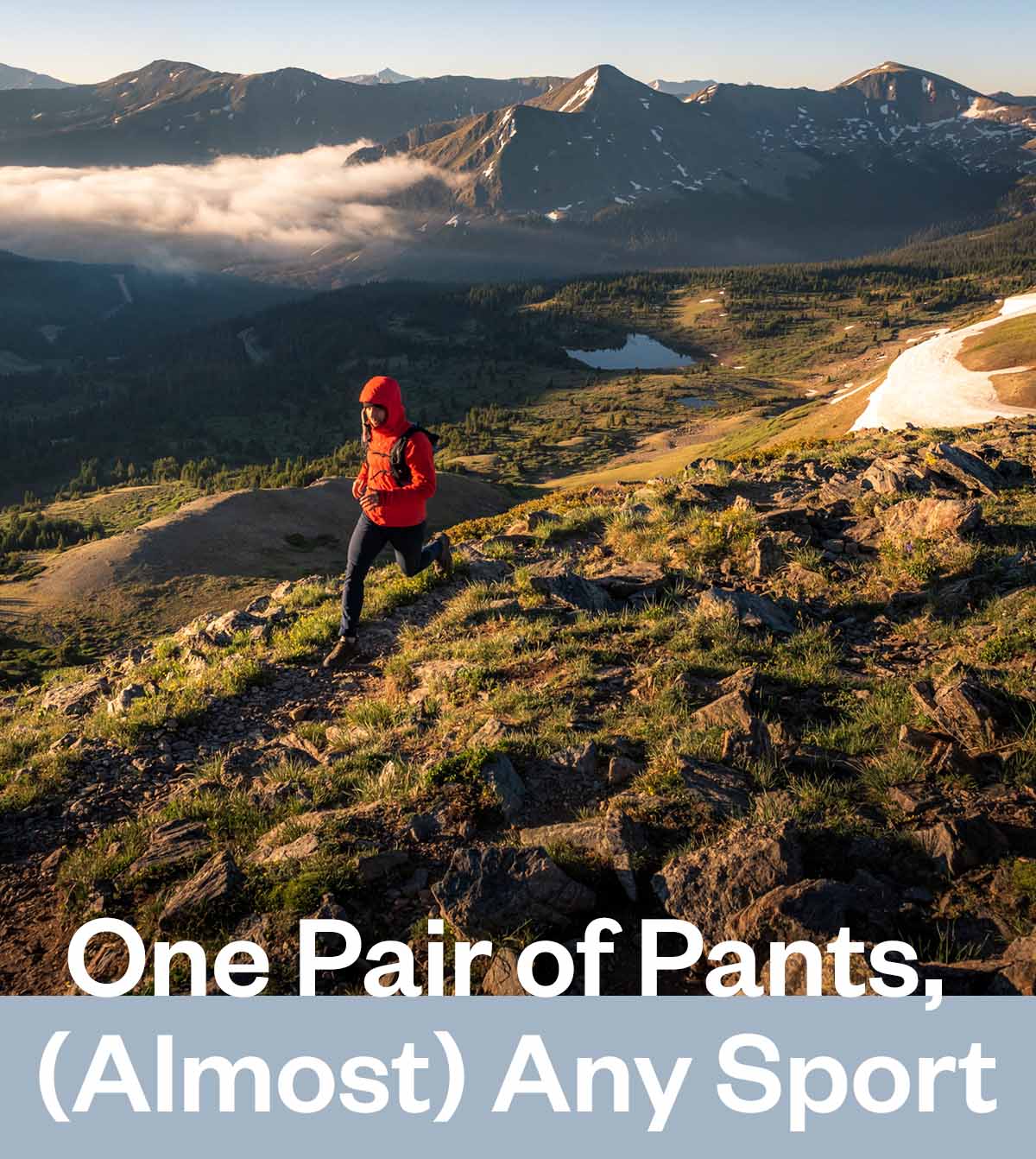 A person runs up a mountain trail in Colorado’s Rocky Mountains.