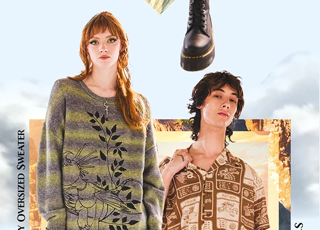 Stormfly Oversized Sweater and Stat Cards Woven Button-Up