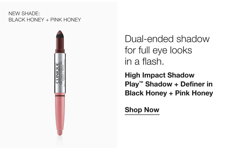 New Shade: Black Honey + Pink Honey | Dual-ended shadow for full eye looks in a flash. | High Impact Shadow Play™ Shadow + Definer in Black Honey + Pink Honey | Shop Now
