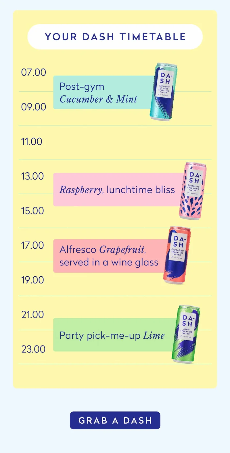 YOUR DASH TIMETABLE