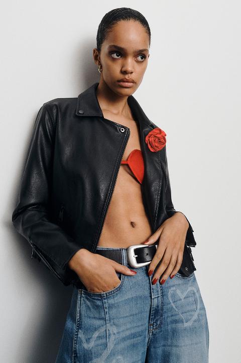 The Saige Faux-Leather Moto Jacket