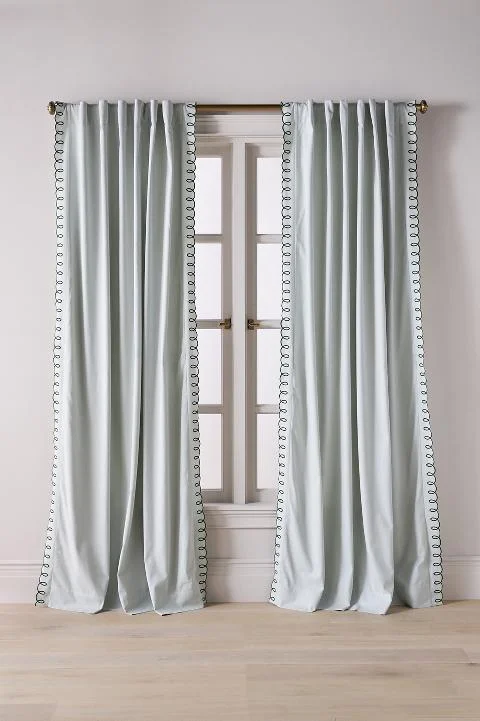 Maeve Cotton Embroidered Looped Curtain