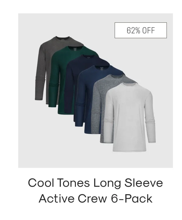 Cool Tones Long Sleeve Active Crew 6-Pack