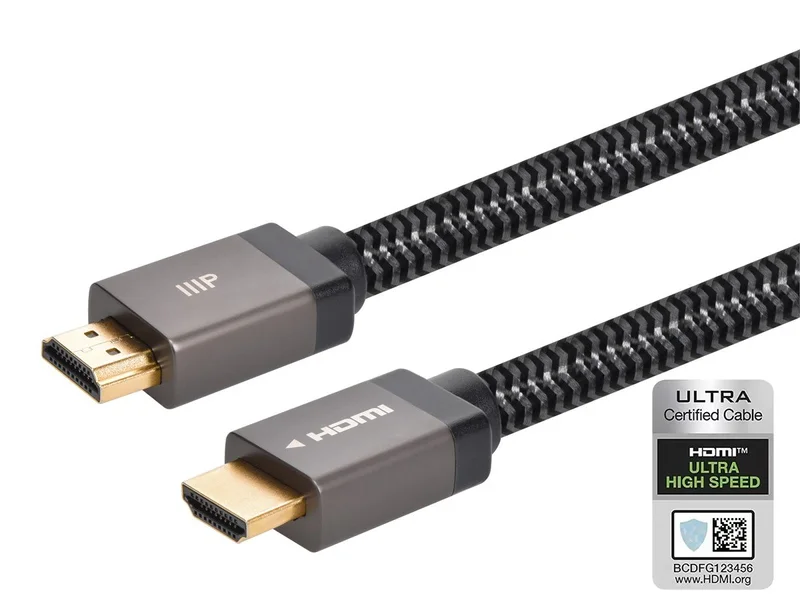 8K Certified Ultra High Speed HDMI Cable - Braided - 8K@60Hz, CL2 In-Wall Rated, 10ft, Black