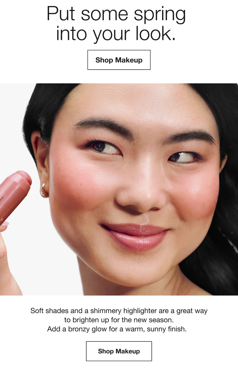 Put some spring into your look. | Shop Makeup | Soft shades and a shimmery highlighter are a great way to brighten up for the new season.Add a bronzy glow for a warm, sunny finish.|Shop Makeup