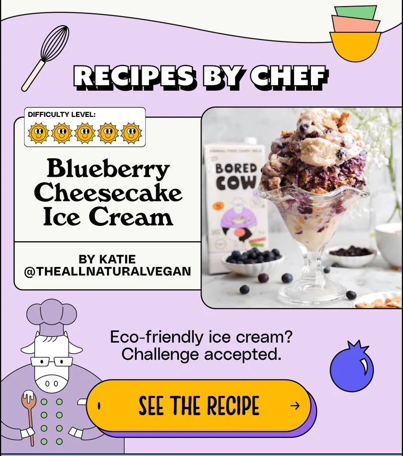 Recipes by chef. Blueberry Cheesecake Ice Cream by Katie @theallnaturalvegan. Eco-friendly ice cream? Challenge accepted. See the recipe.