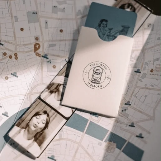 Photos and envelope on map
