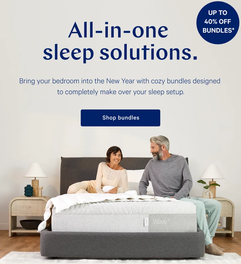 All-in-one sleep solutions. >> Bring your bedroom into the New Year with cozy bundles designed to completely make over your sleep setup. >> Shop bundles >>