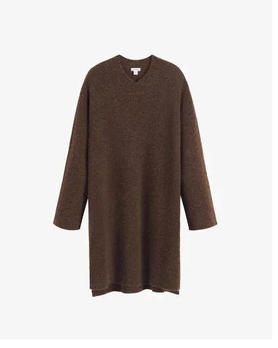 Alpaca Wool Sweater Dress Chocolate