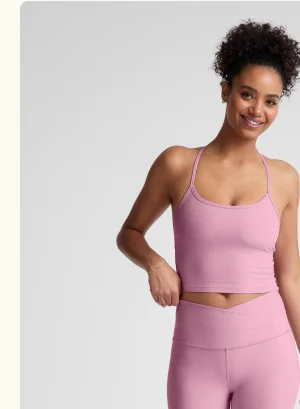 Spacedye Slim Racerback Cropped Tank in Pink Haze Heather