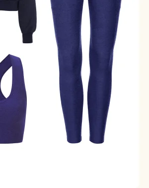 Spacedye Caught In The Midi High Waisted Legging in Eternal Blue Heather