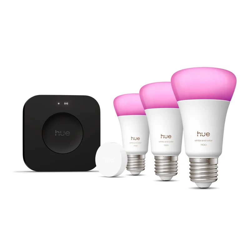 3 Pack white and color bulbs + Smart button