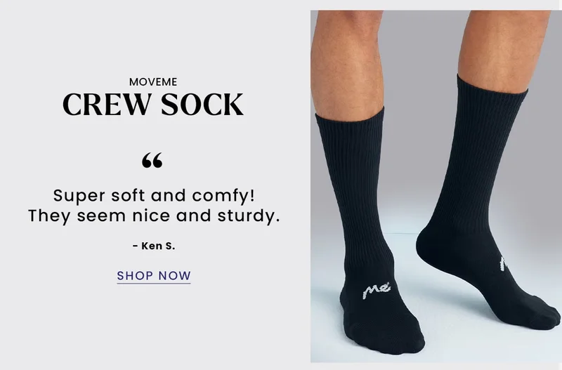 Moveme Crew Sock | ''Super soft and comfy! They seem nice and sturdy.'' - Ken S. | Shop Now