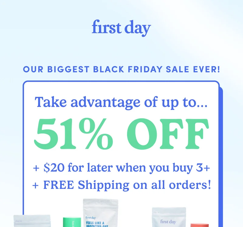 Our biggest Black Friday Sale ever! Up to 51% OFF + $20 for later when you buy 3 + Free Shipping on all orders