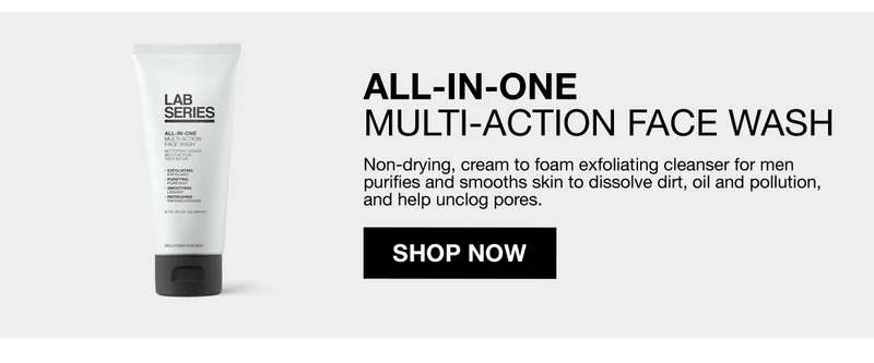 ALL-IN-ONE MULTI-ACTION FACE WASH | Non-drying, cream to foam exfoliating cleanser for men purifies and smooths skin to dissolve dirt, oil and pollution, and help unclog pores. | SHOP NOW