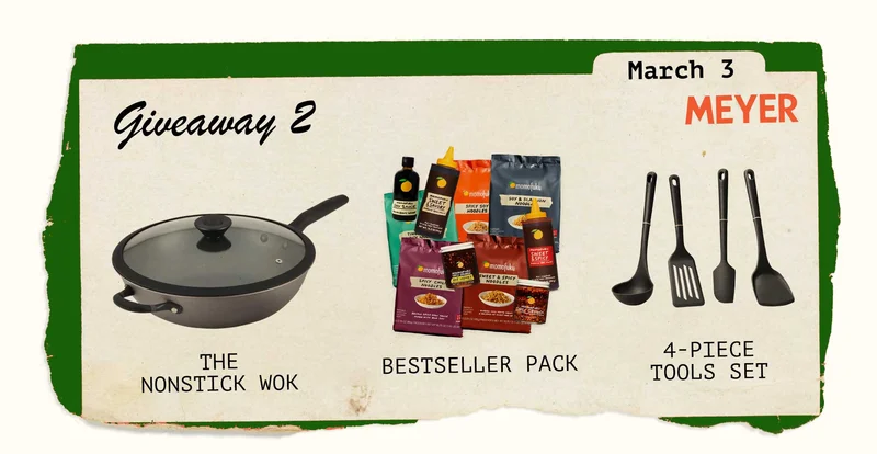 March 3rd: Giveaway 2. THE NONSTICK WOK + BESTSELLER PACK + 4-PIECE TOOLS SET