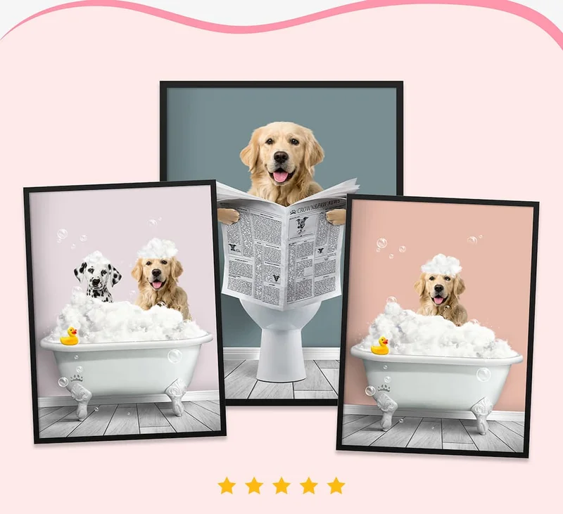 Mock ups of restroom pet portraits