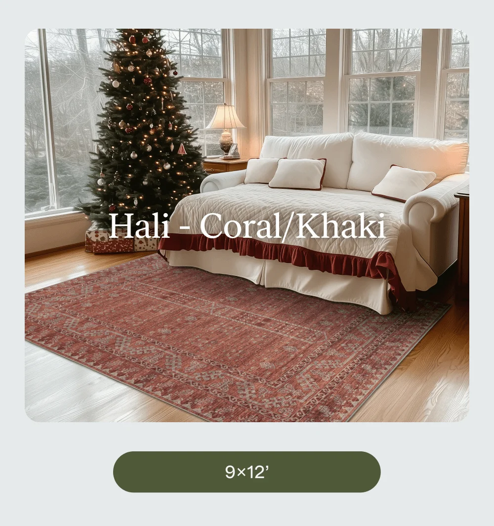 Hali - Coral/Khaki [9x12']
