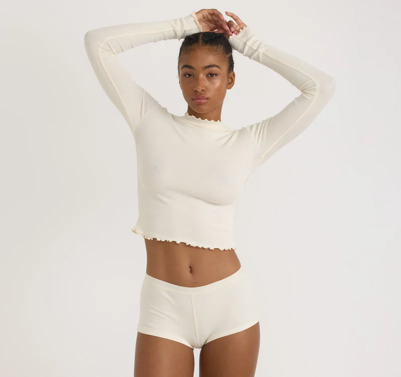 Image of Core Rib Mock Neck Long Sleeve Tee