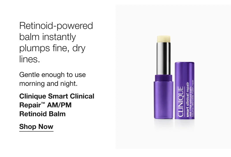 Retinoid-powered balm instantly plumps fine, dry lines. | Gentle enough to use morning and night. | Clinique Smart Clinical Repair™ AM/PM Retinoid Balm | Shop Now