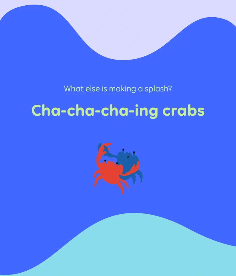 What else is making a splash? Cha-cha-cha-ing crabs