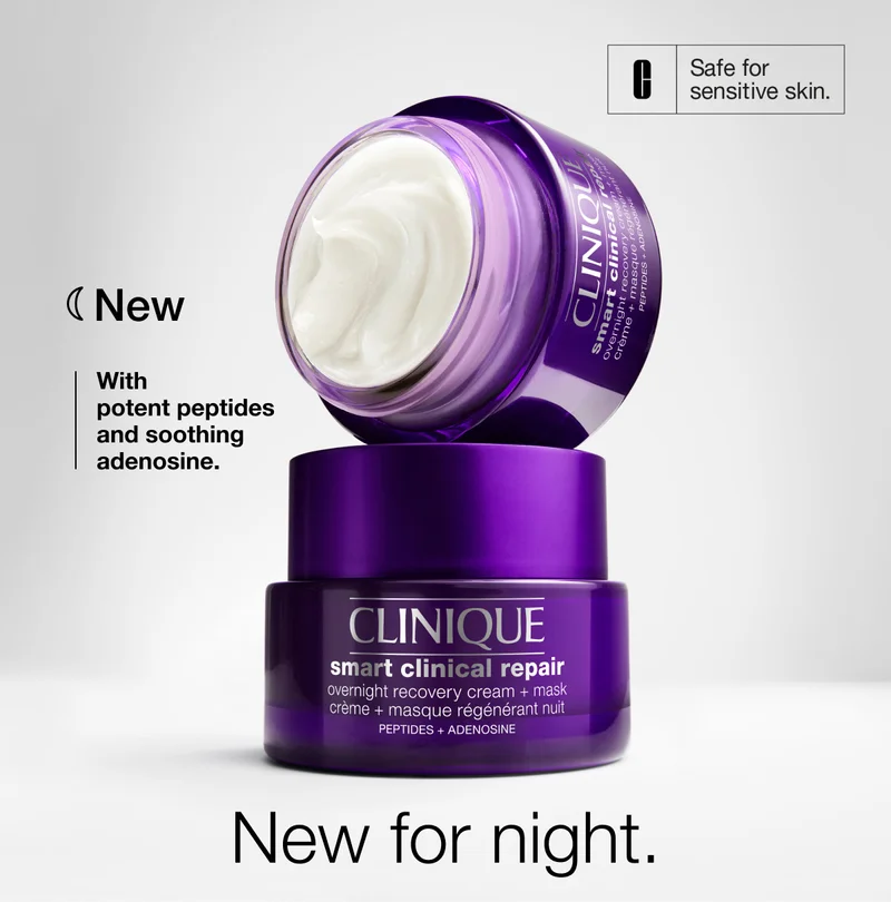 New for night. Safe for sensitive skin. New with potent peptides and soothing adrenosine.