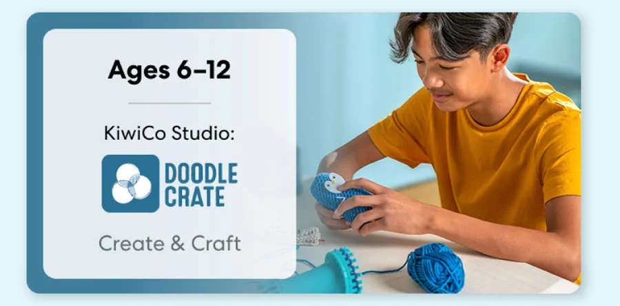 Teen creating an advanced KiwiCo project. Ideal for ages 12–16+ to spark creativity and innovation.