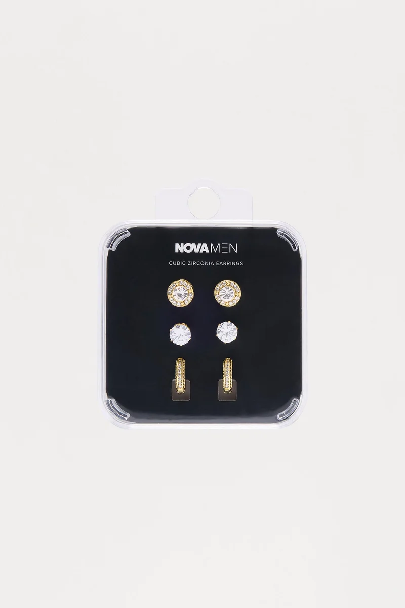 Image of Stacked Up 3 Piece Earring Set - Gold