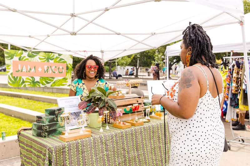 People shopping at an outdoor market