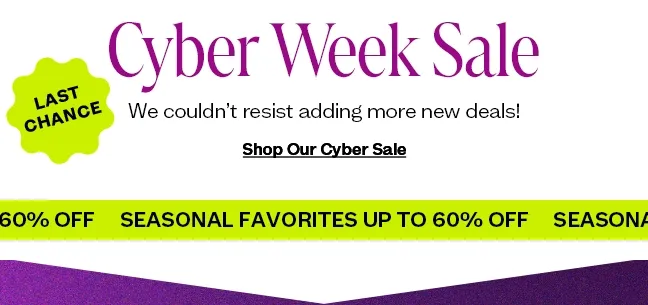 Shop Cyber Week Sale