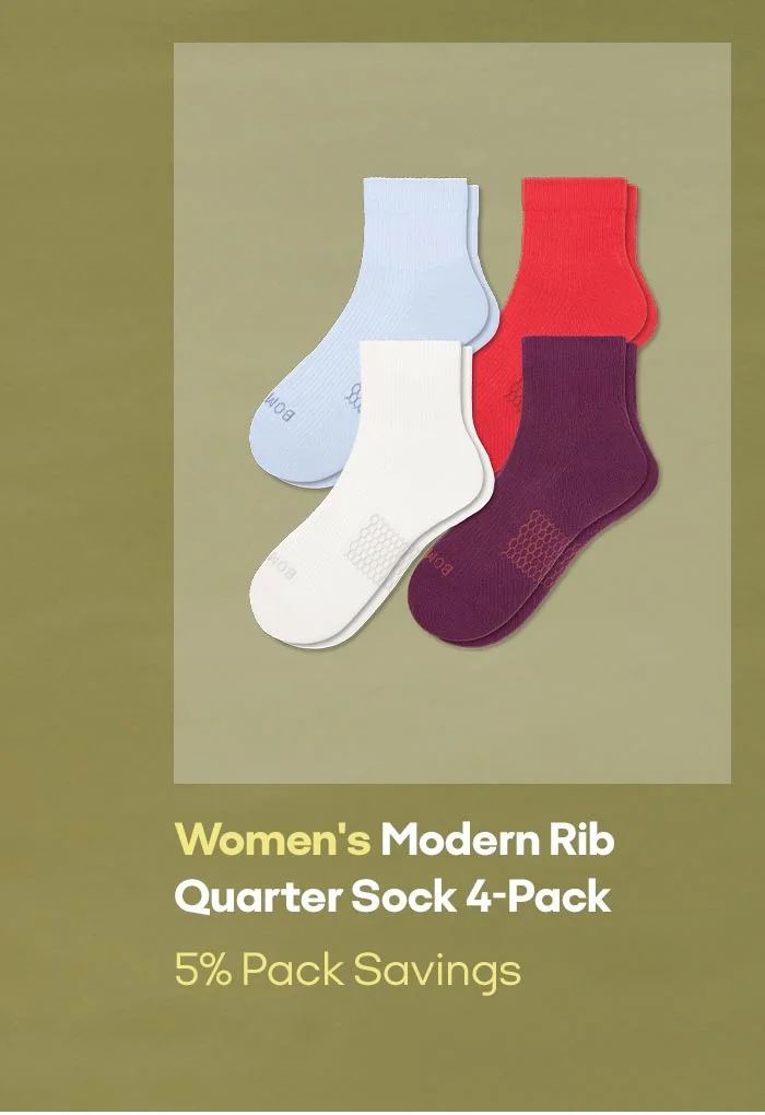 Women's Modern Rib Quarter Sock 4-Pack 5% Pack Savings
