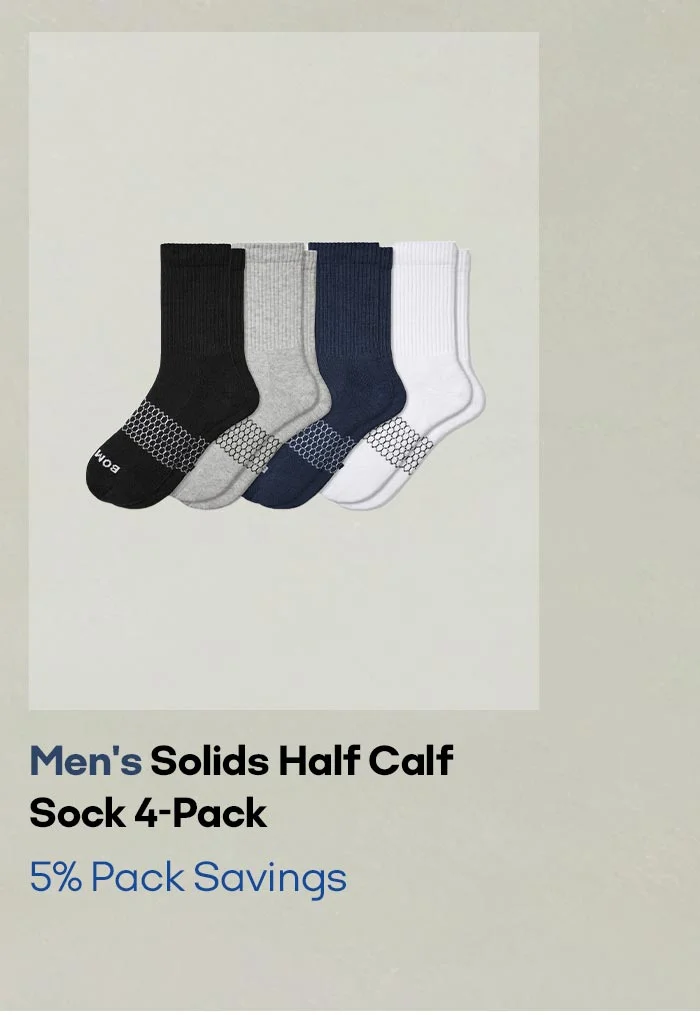 Men's Solids Half Calf Sock 4-Pack 5% Pack Savings