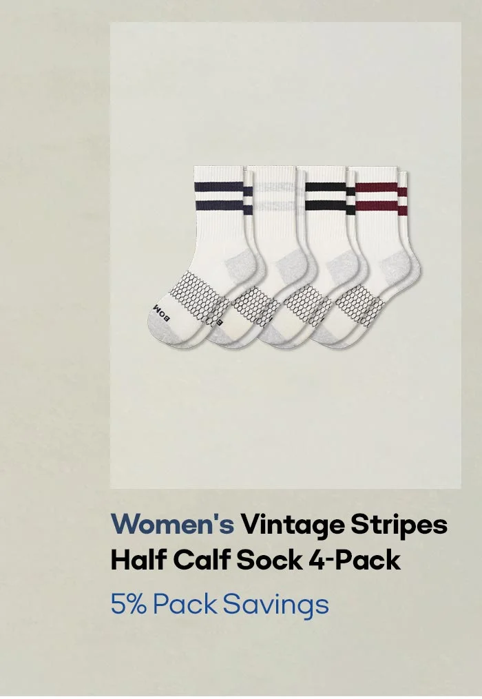 Women's Vintage Stripes Half Calf Sock 4-Pack 5% Pack Savings