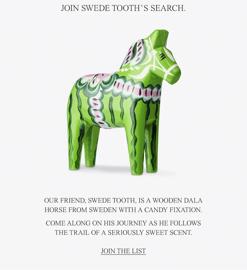 Our friend, Swede Tooth, is a wooden dala horse from Sweden with a candy fixation.  Come along on his journey as he follows the trail of a seriously sweet scent.