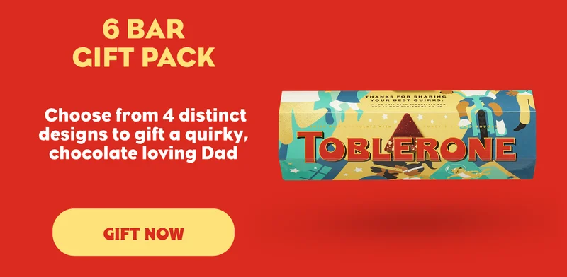 6 Bar Gift Pack. Choose from 4 distinct designs to gift a quirky, chocolate loving Dad.