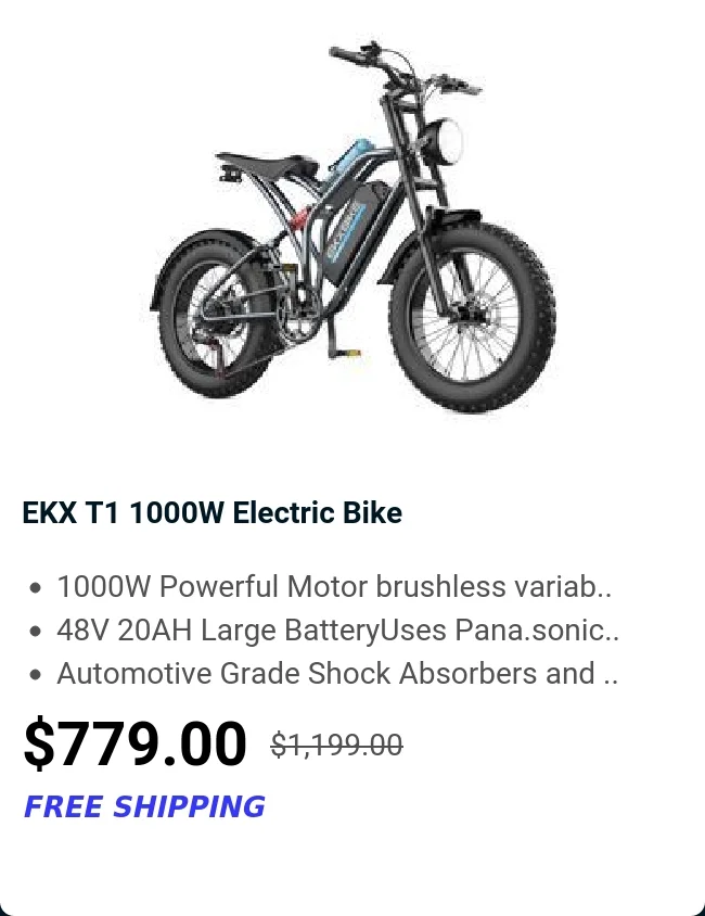 EKX T1 1000W Electric Bike