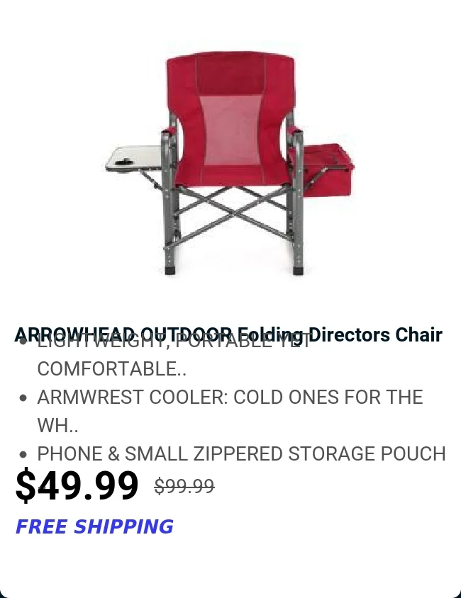 ARROWHEAD OUTDOOR Folding Directors Chair