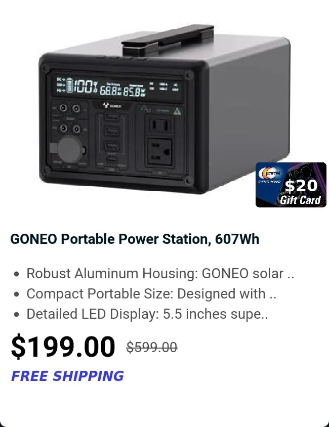 GONEO Portable Power Station, 607Wh