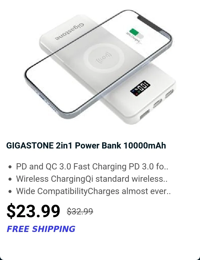 GIGASTONE 2in1 Power Bank 10000mAh