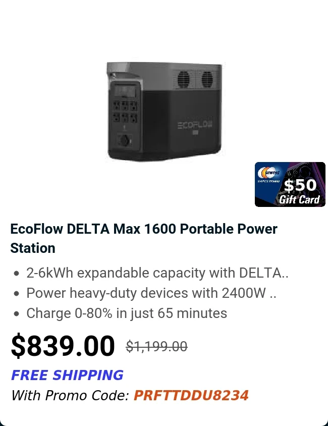 EcoFlow DELTA Max 1600 Portable Power Station