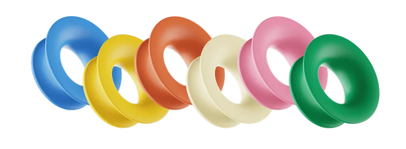 Loop Mutes from the Loop x Andrew Footit collection in bright shades of green, yellow, off-white, cream, pink, orange and blue.