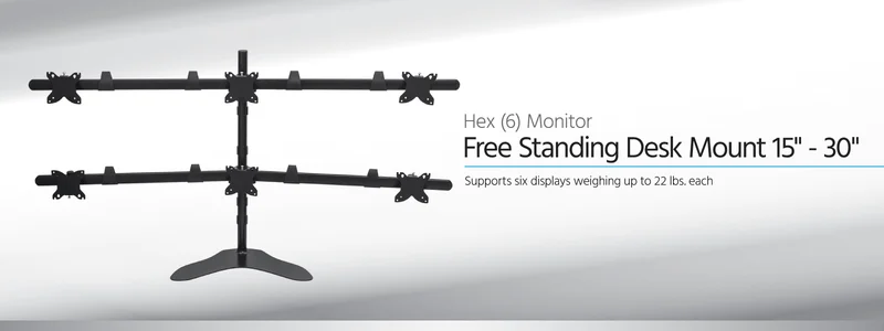 Hex (6) Monitor Free Standing Desk Mount for 15~30in Monitors