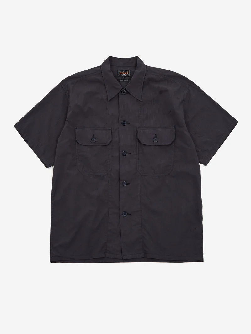 Image of Beams Plus Mil-Sht Shirt Textured Ripstop - Navy