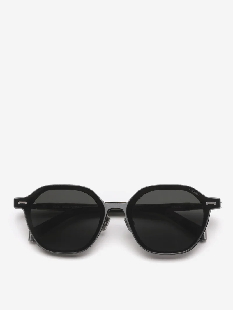 Image of A.SOCIETY Moss Sunglasses  - Green Havana-Silver/Blue Blocking Lens & Grey Clip on Sun