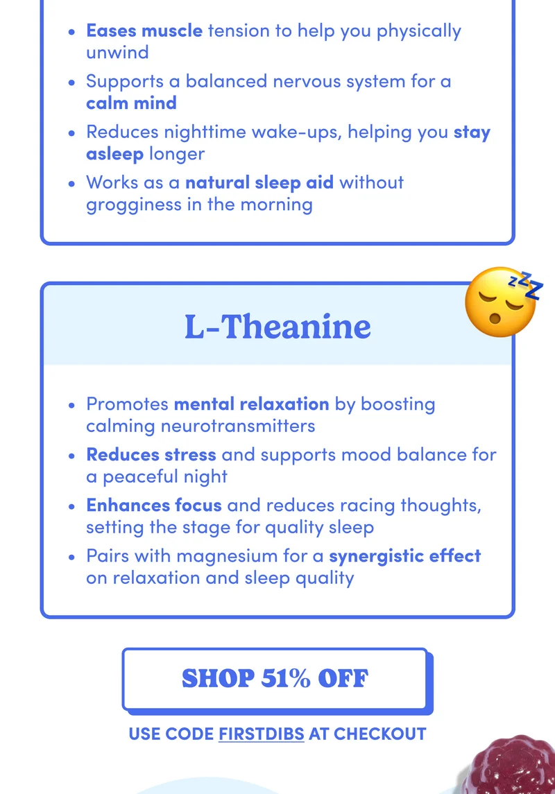 Drift into deep rest - every night with our Calming Magnesium gummies.