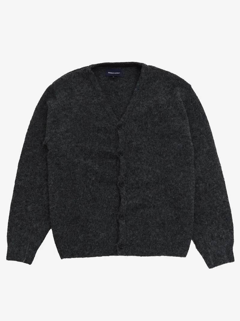 Image of thisisneverthat Hairy Knit Cardigan - Charcoal