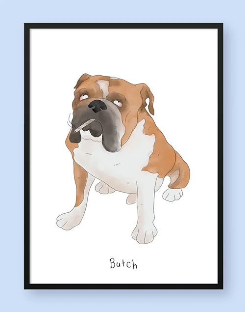 Funny illustration of a dog smoking a cigarette